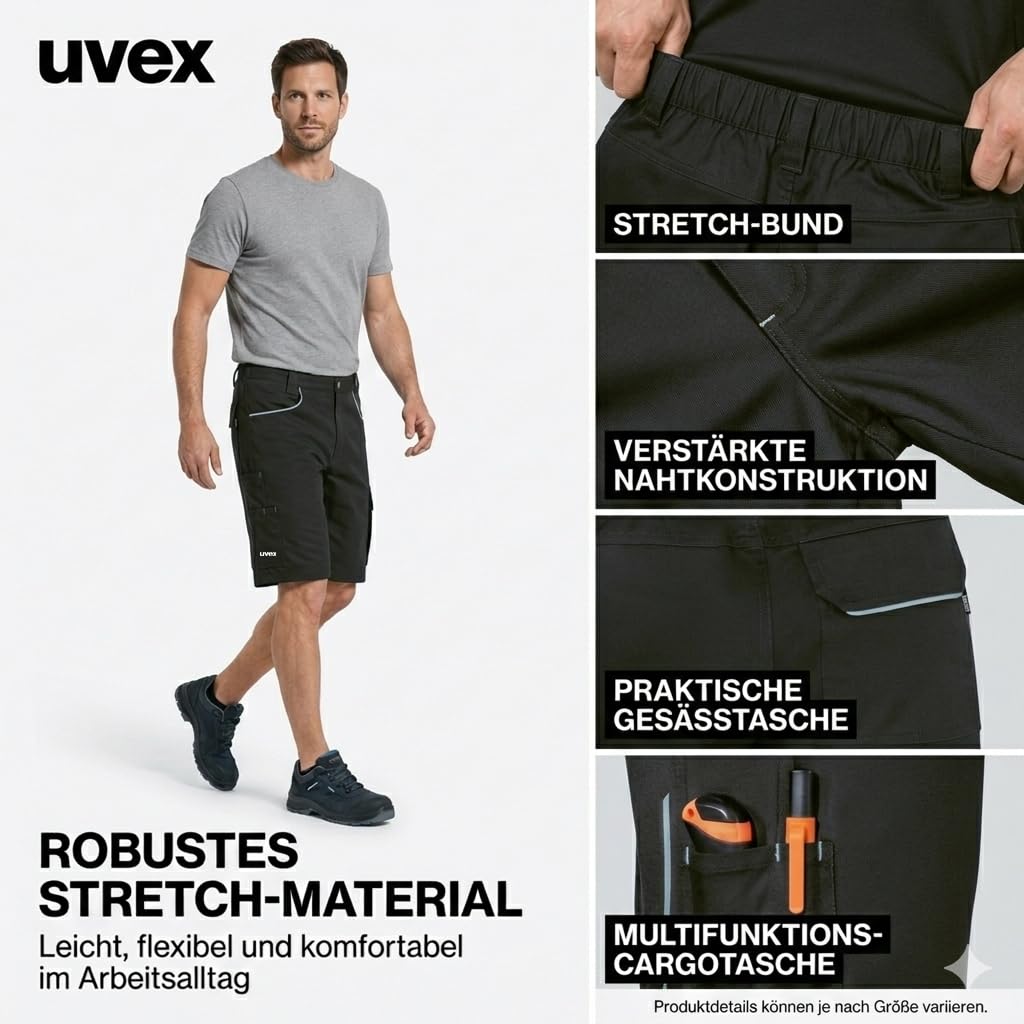 Uvex Tune-up Light Arbeitsshorts Herren – Leichter 2-Wege-Stretch - Bermuda