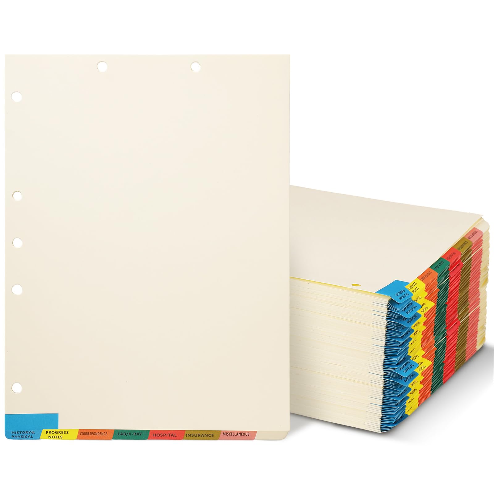 Resurhang 40 Sets Medical Chart Dividers with Tabs 8 Bottom Tab Index Set Blank Chart 8-1/2" x 11-3/8" Paper File Dividers Monthly Medical Folders
