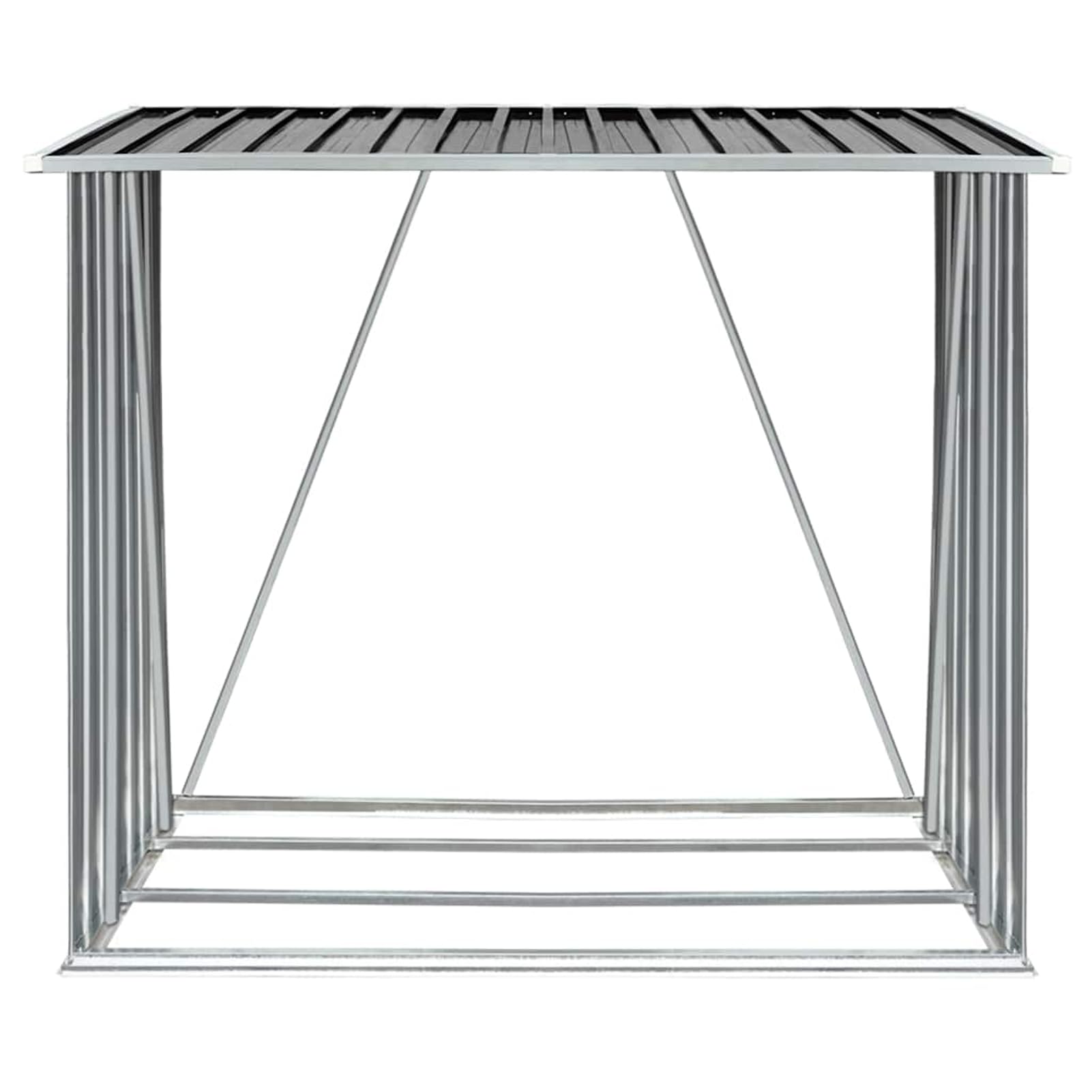 Gecheer Leñero de Acero Galvanizado 2m³, Estable y Resistente, Fácil Montaje, Color Gris Antracita Modelo YHSLRZJ-47091ES