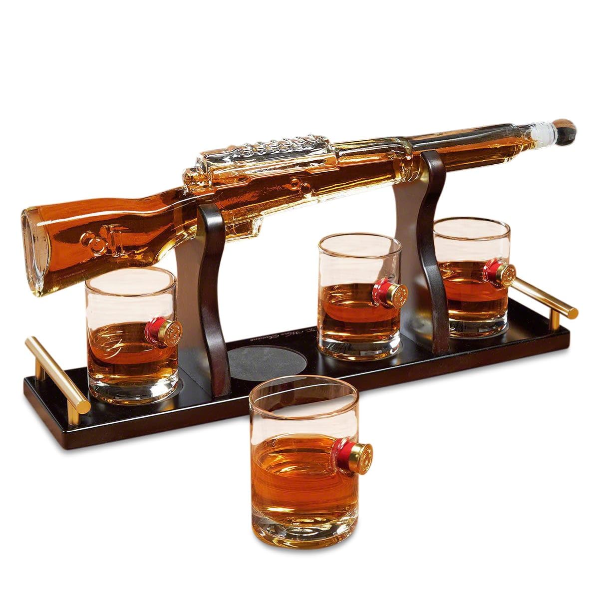 Liquor Shotgun Decanter Set with Whiskey Bullet Glasses - Gun Whiskey Holder Set by HomeWetBar