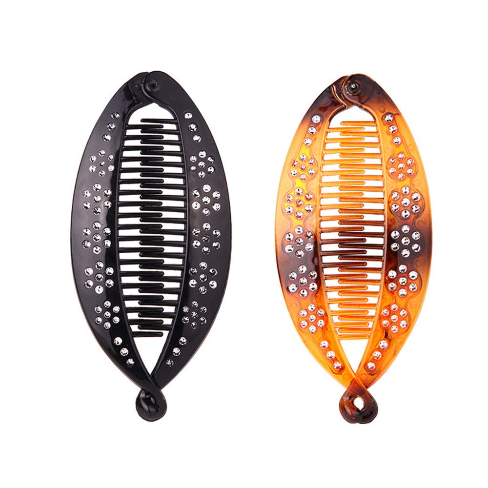 Smrroy Rhinestone Banana Hair Clips Lady Resin Fishtail Clip Comb Headdress Fish Shape Grips Clamp Hair Accessories for Women