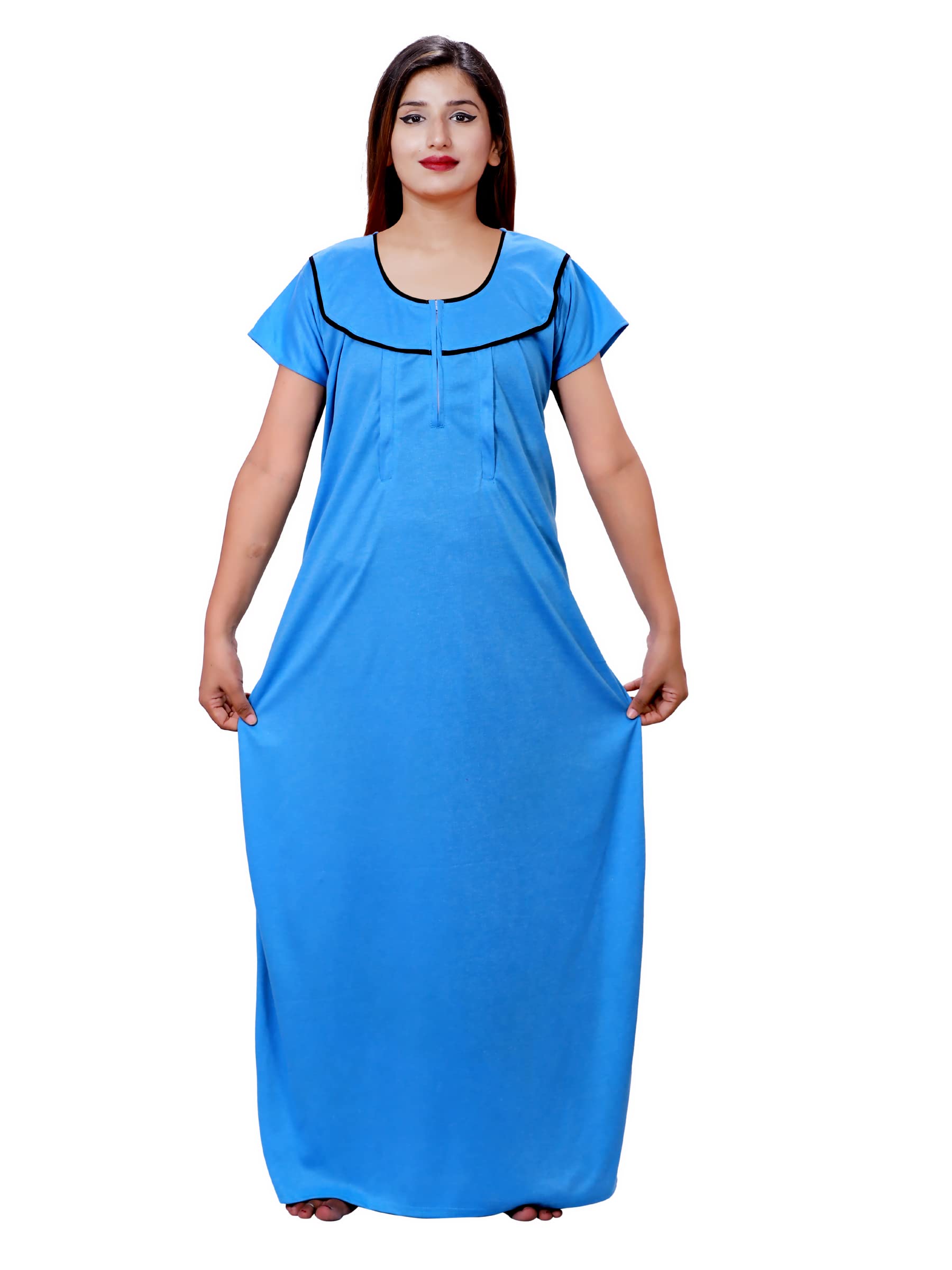 FLORYA Women's All Over Floral Printed Hosiery Nighty/Maxi/Nightgown/Nightwear Article No-1435-1437-image-42