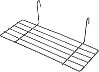 ULTNICE 25x10cm Wire Storage Basket Rack Straight Shelf for Grid Panel Display, Metal Mesh Photo Props Storage, Wall- Mounted Basket with Hooks Wall Mount Organizer 1pc (Black)