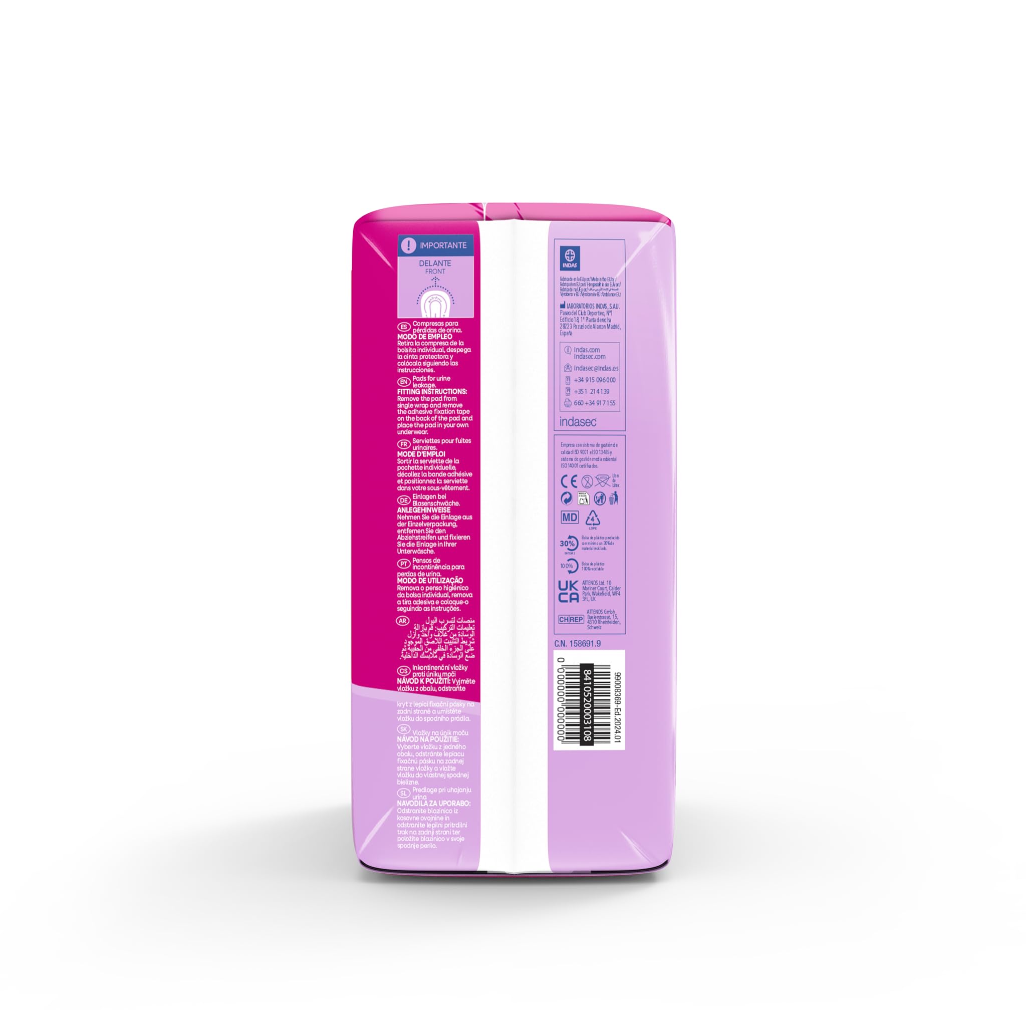 Indasec, Discreet Extra, confezione da 6 sacchetti, confezione da 120