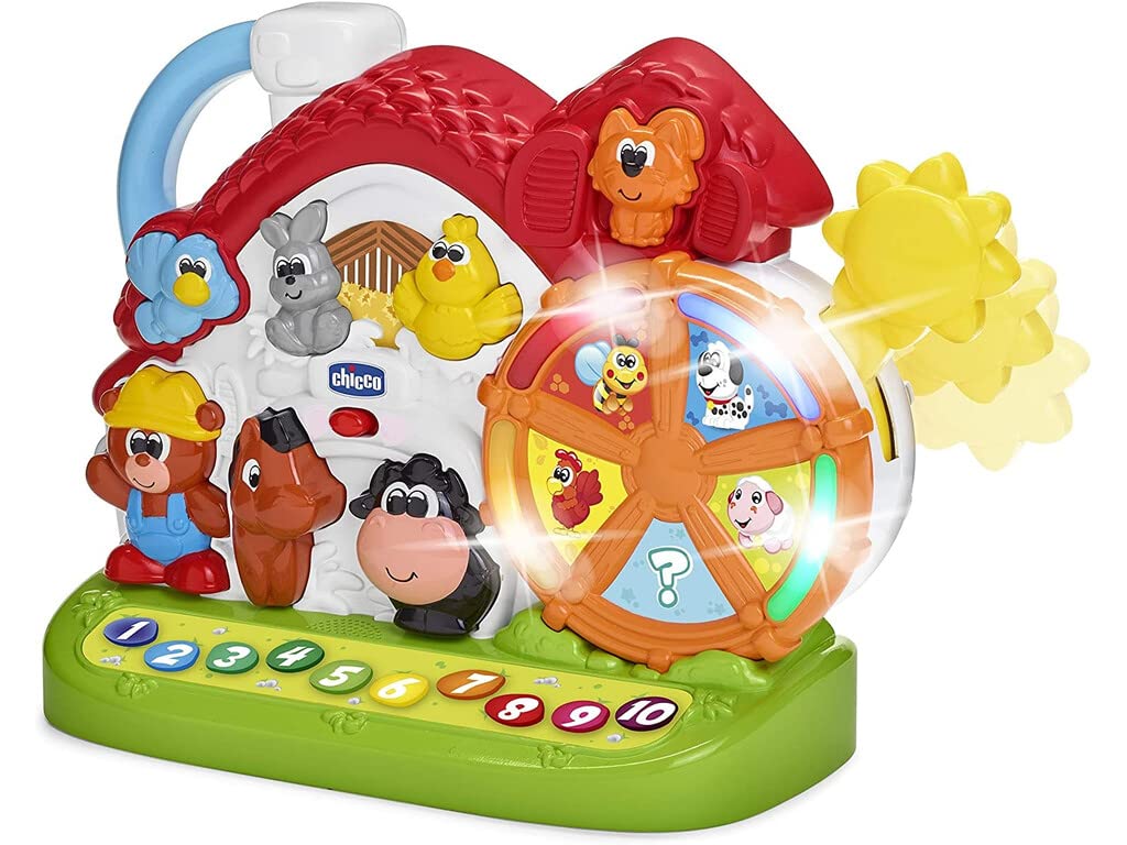 Chicco Granja Bilingüe Centro de Actividades Español/​Inglés, Juguete Granja de Animales con Luces y Sonidos, 3 Modos de Jugar, Juguetes Electrónicos Educativos - Juguetes Bebés y Niños de 1 a 4 Años