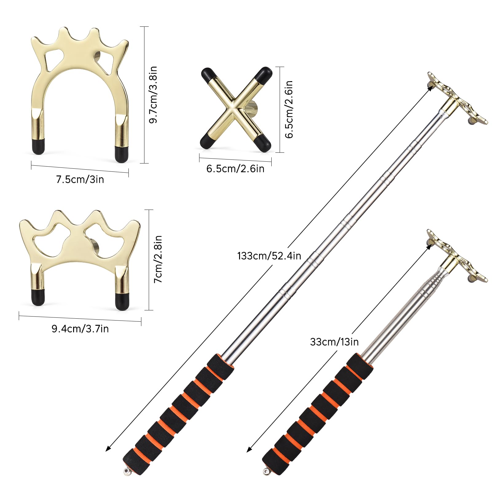 Stecca da Biliardo Retrattile Bridge Stecca da Biliardo Snooker Pool Bridge Stick con 3 Teste di Ponte Rimovibili in Ottone