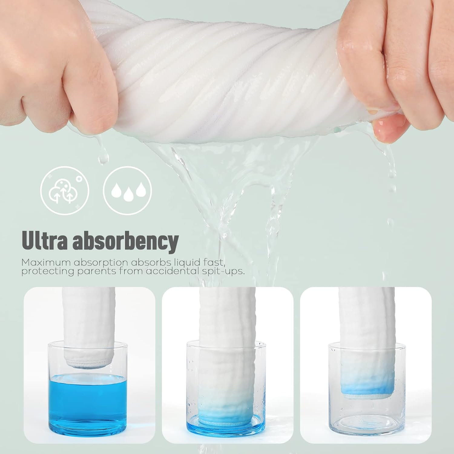 Yoofoss Muslin Burp Cloths for Baby 10 Pack 100% Cotton Baby Washcloths for Boys Girls Large 20''X10'' Super Soft and Absorbent Gradient Grey - Image 4