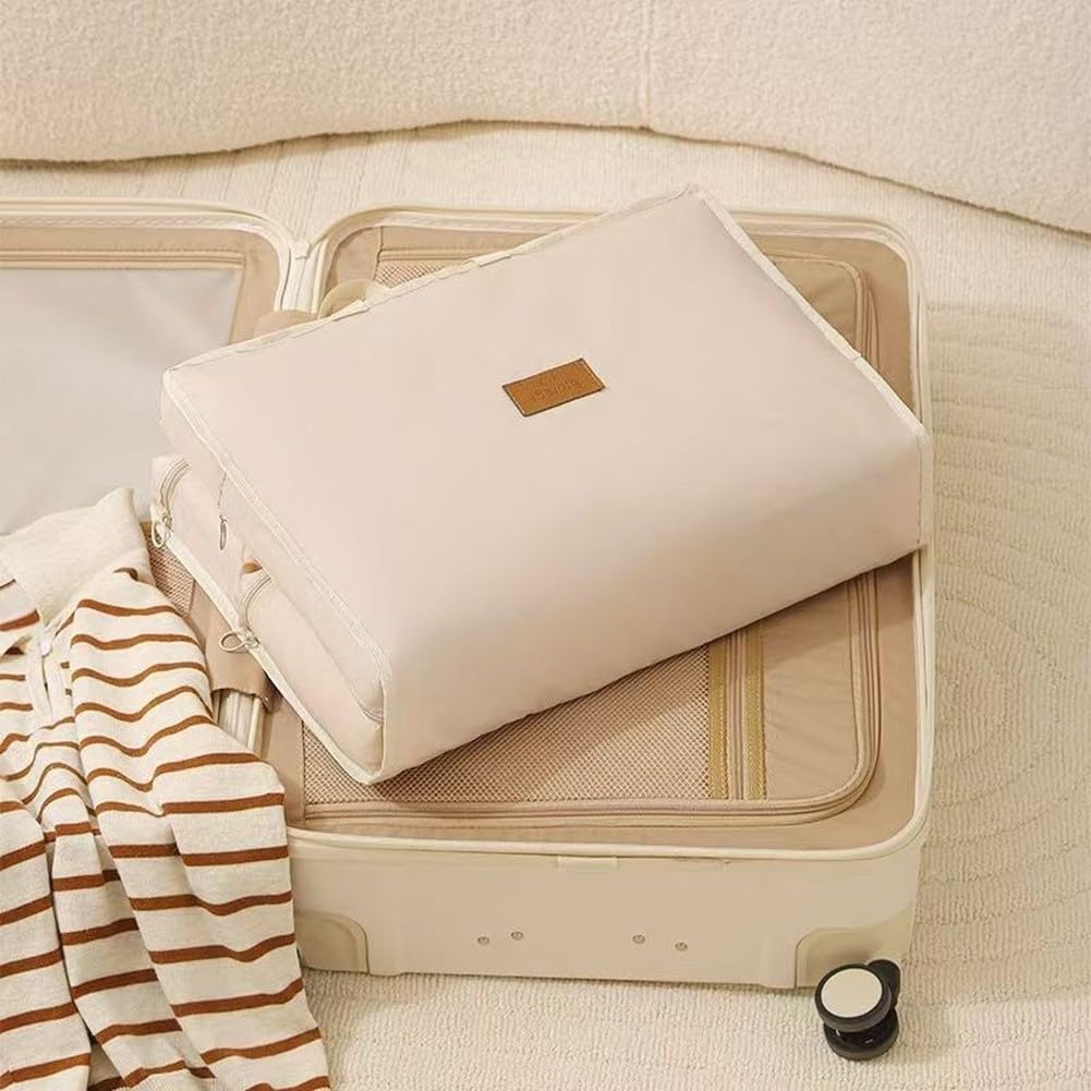 Borsa portaoggetti da viaggio 6 in 1, organizer con maniglia per valigia, grande capacità, in poliestere (rosa otto)