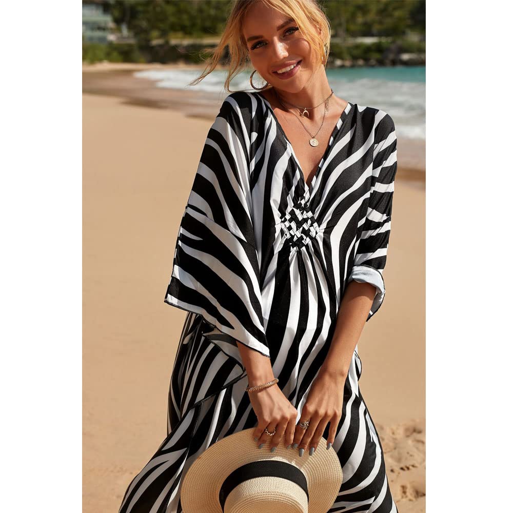 Bohème Kaftan Femme Grande Taille Robe de Plage Longue Pareos Eté Bikini Cover up
