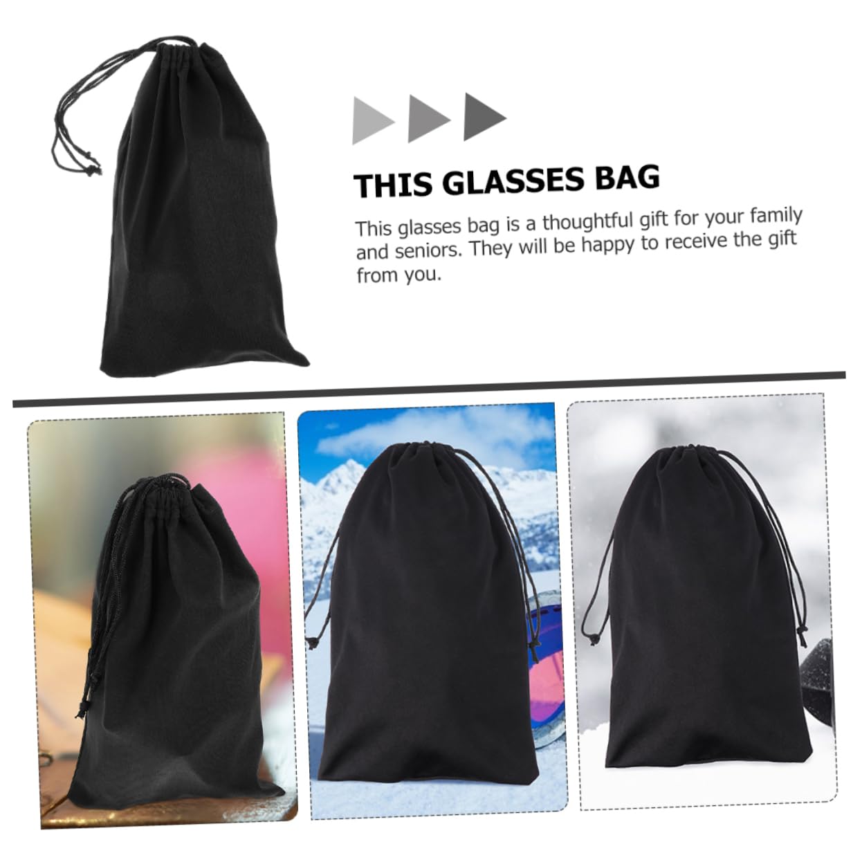 Toddmomy Tasche Für Skibrillen Beutel Brillentasche Kordelstring Brillenetui Hart Sonne Aufbewahrung Von Schneebrillen Tasche Für Schneebrillen Superfeine Faser Schwarz