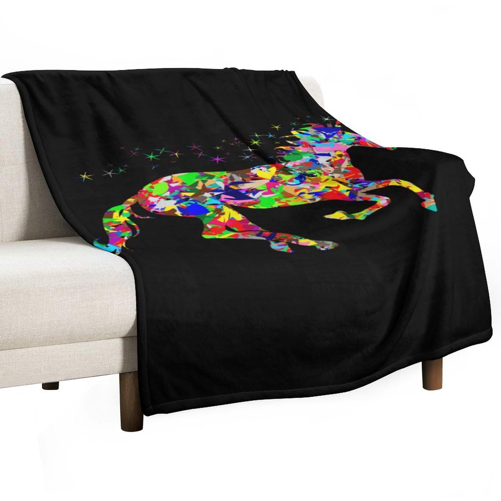 Cgsbngha Style Colorful Un-Icorns Rainbow Flannel Fleece Blanket Lightweight Soft Throw Blankets For Sofa Couch Bed Chair