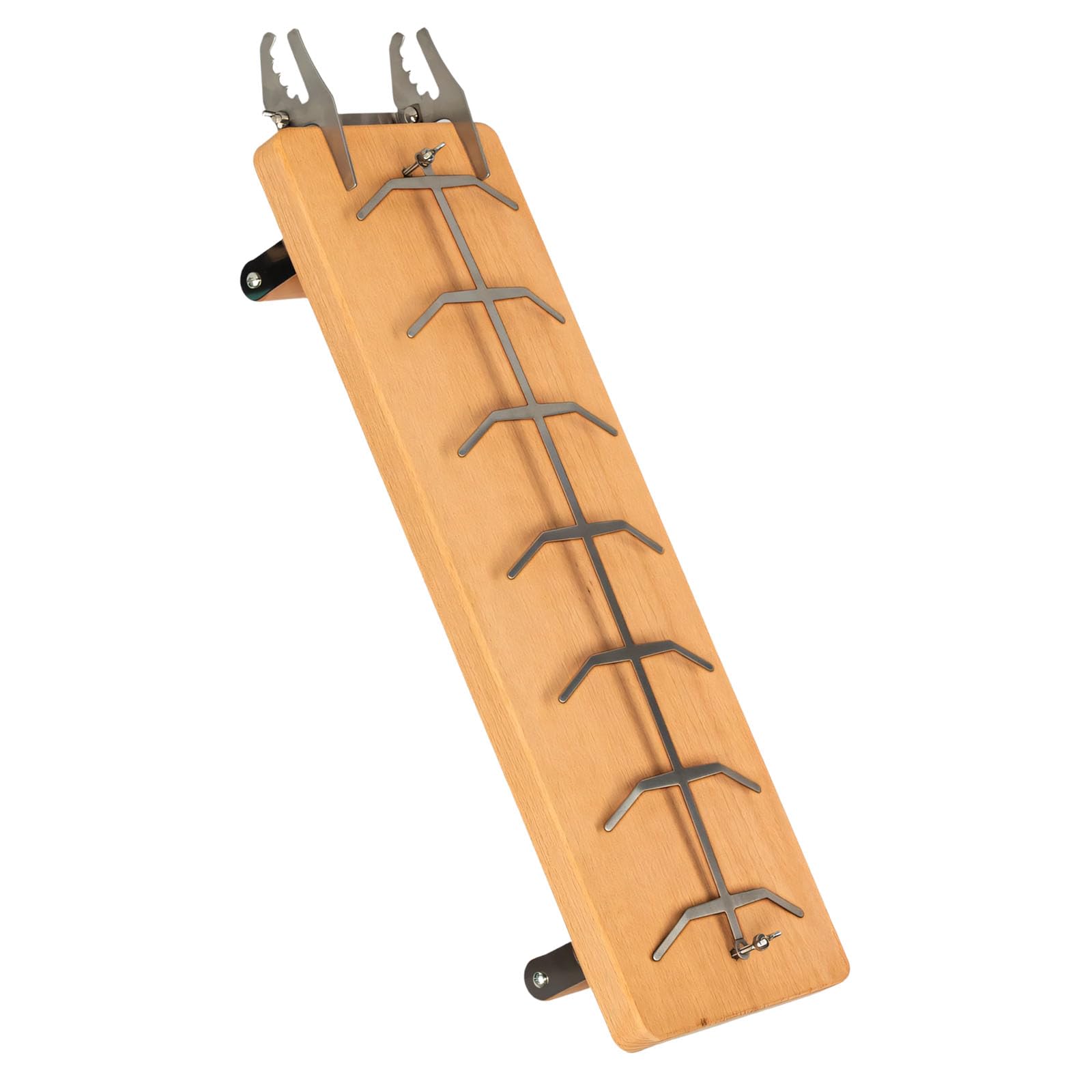 Nucelit Sturdy Wooden Salmon Roasting Face with Robust Stainless Steel Construction for Even Heating Portable Salmon Cooking Rack