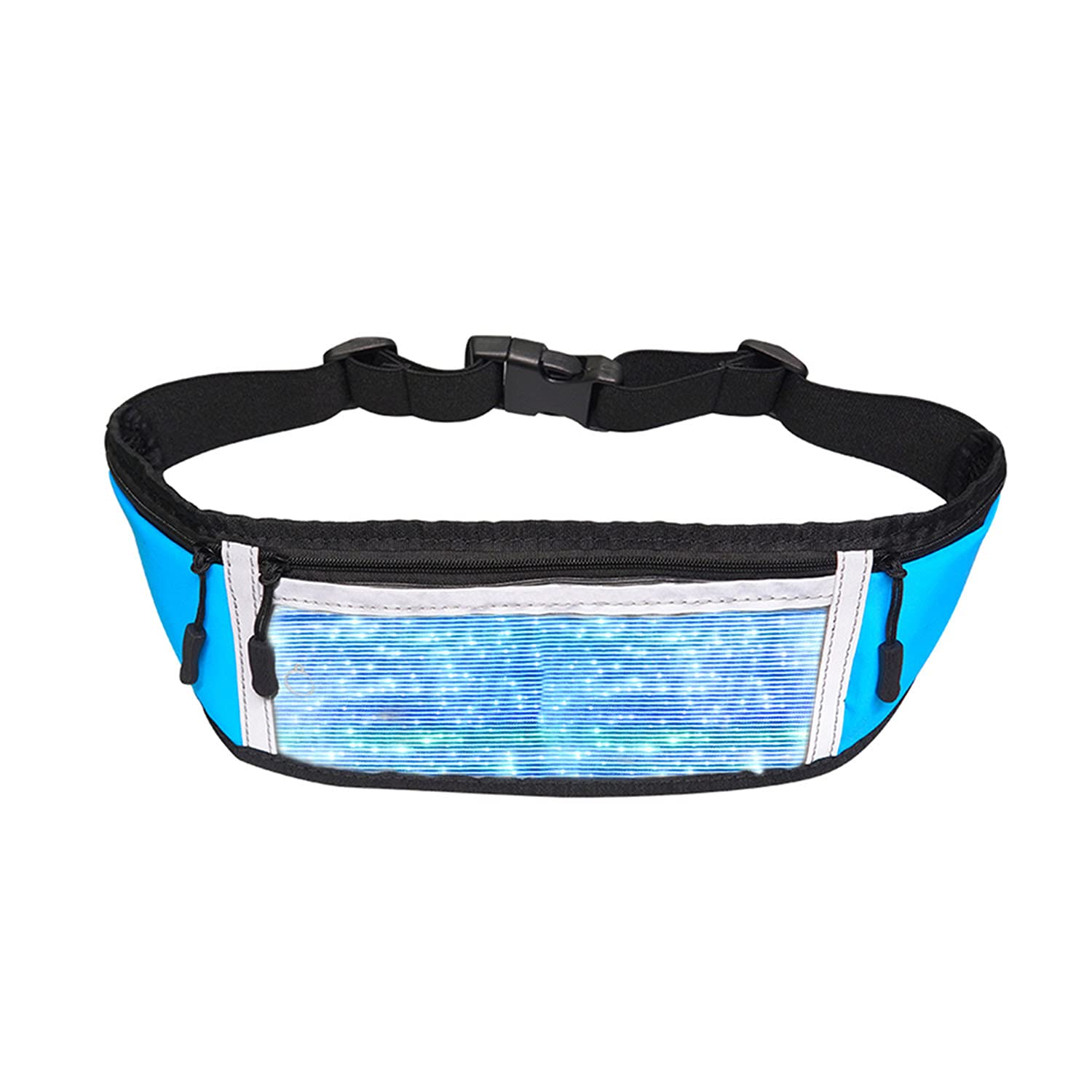 Lumisonata Sport Fanny Pack LED Running Belt Waist Bag Safty Glowing Waistband for Men and Women USB Rechargeable Light up Fitness and Running Gear for Phone Holder Jogging Pocket Belt, Blue, One Size