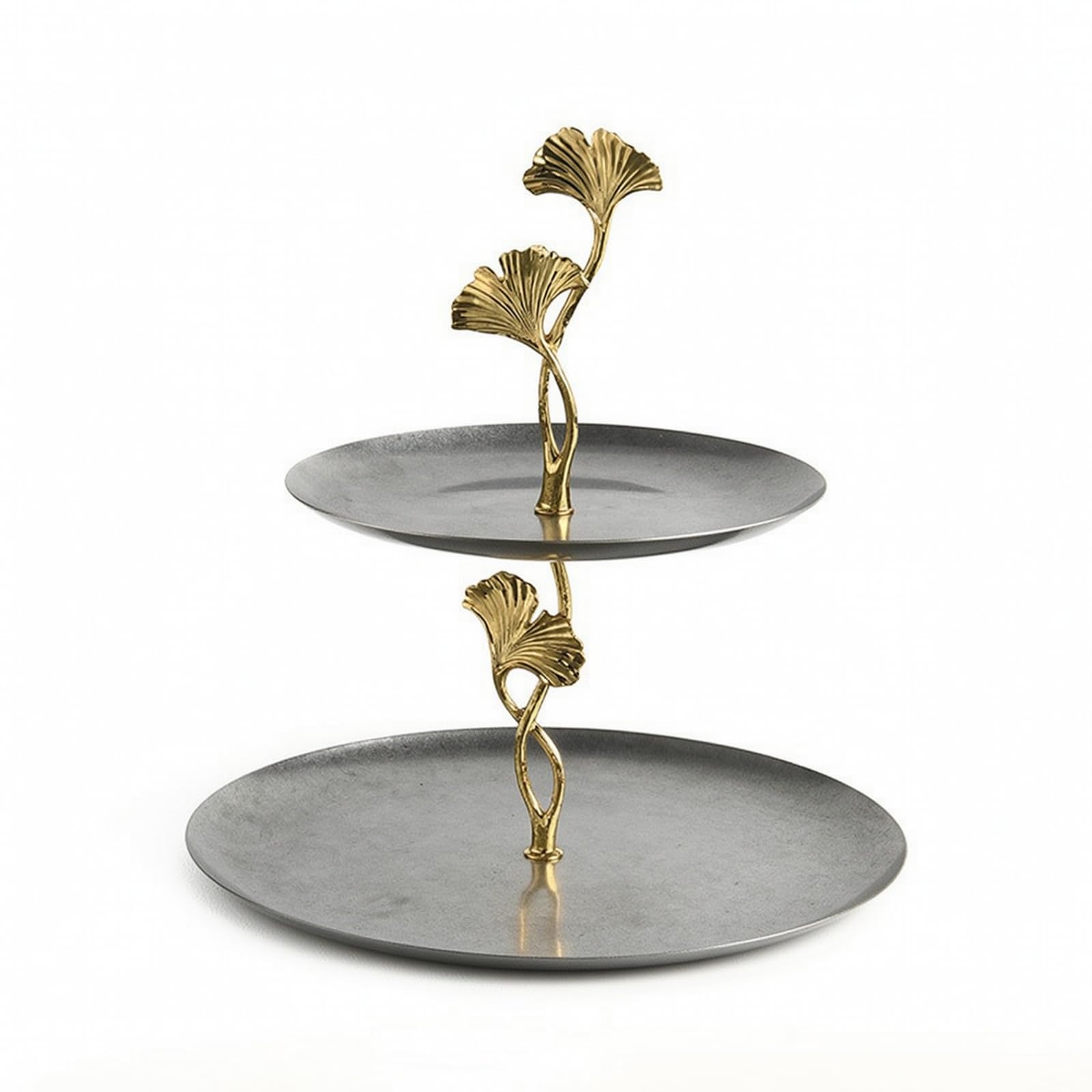 Cesta escalonada de frutas de 2 niveles para un salón elegante y ordenado con diseño Ginkgo