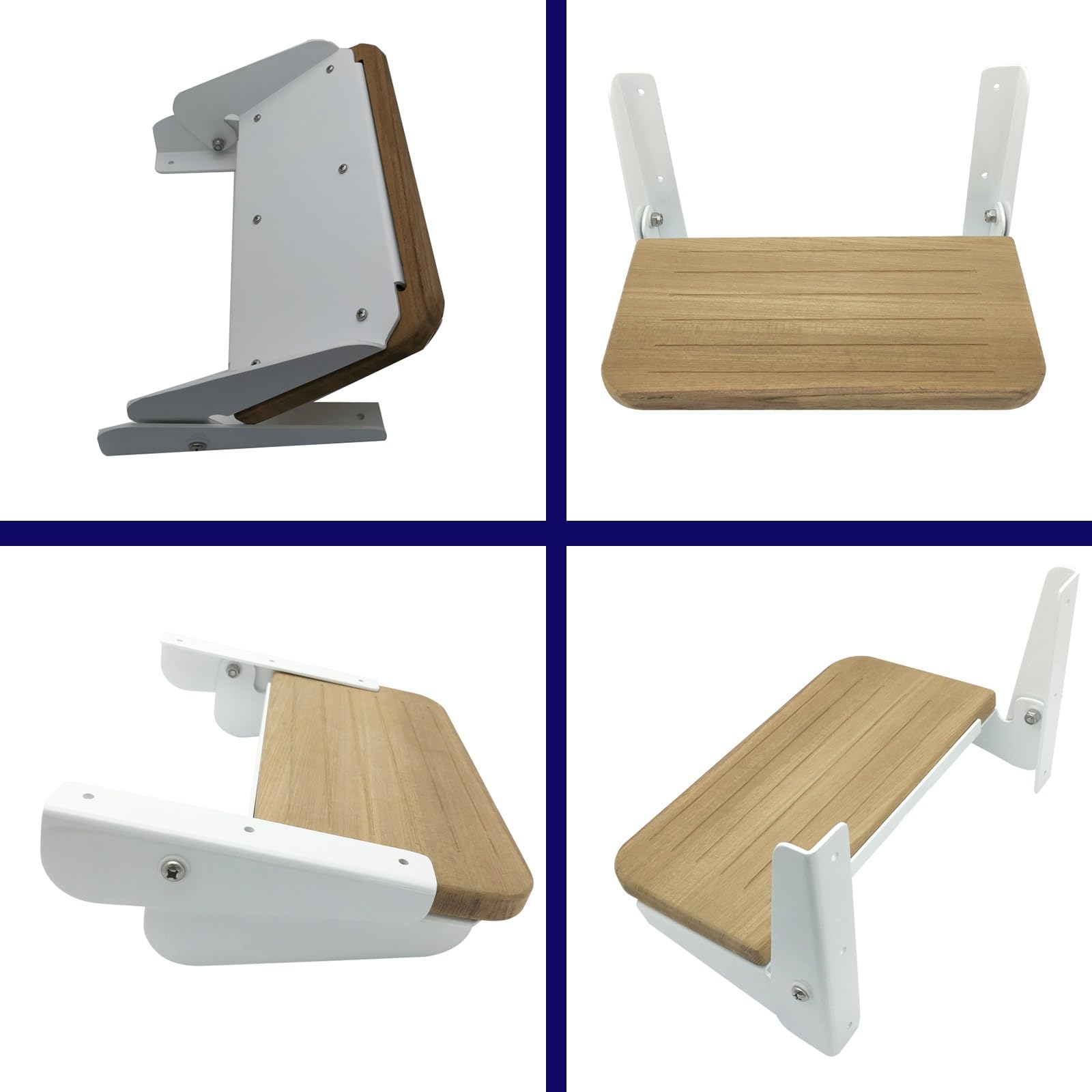 Składane Stopnie Do Kampera, Stop Aluminium, Teak, Pedał, Wielofunkcyjny Do Steru Łodzi, Kampera, Kampera, Montaż na Ścianie, 305x120mm