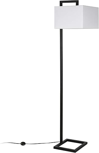 Miniatura 4 de Grayson - Lámpara de pie de 68 pulgadas de alto con pantalla de tela en bronce ennegrecidoblanco