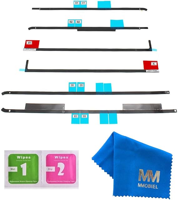 MMOBIEL Replacement LCD Display Adhesive Tape Strips Compatible with iMac 21.5" A1418 - Late 2012, Late 2013, Mid 2014, 2015, Retina 4K Late 2015 - Incl. Cleaning Cloth and Pads