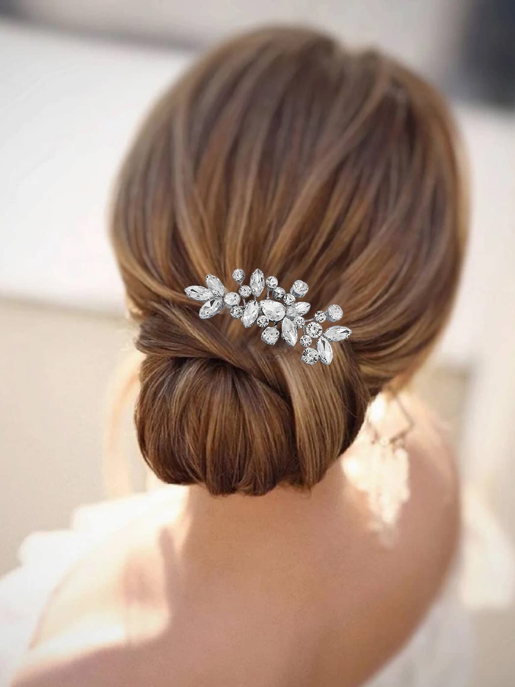 Catery Crystal Wedding Hair Comb Rhinestone Bridal Hairpieces Bridesmaid Clips Accessories for Brides and Women (A Silver) - Image 7