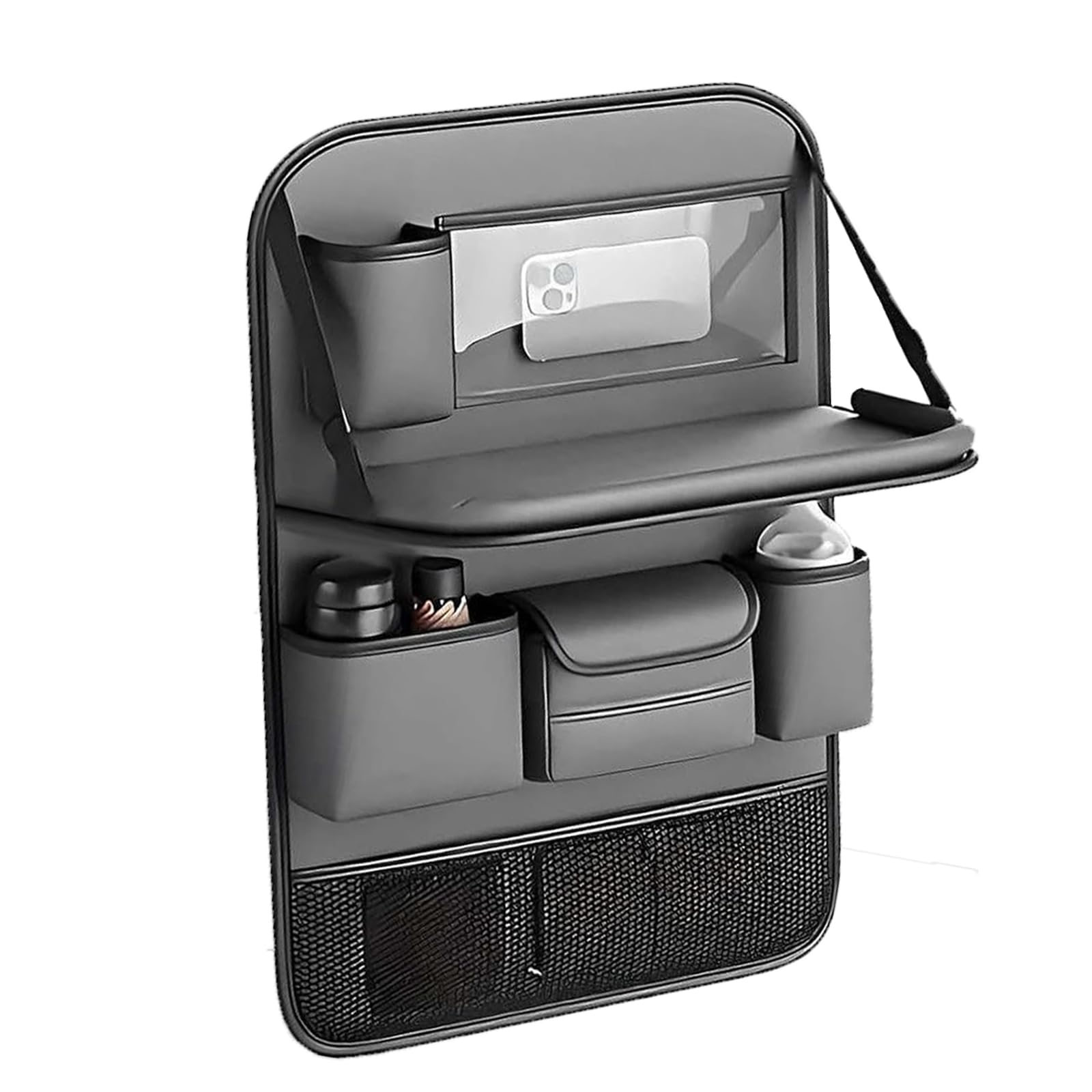 Generico Organizzatore Sedile Posteriore Auto per Ford Fiesta, Pelle Impermeabile Portaoggetti Multi-Tasche con Vassoio Pieghevole per Viaggi Famiglia