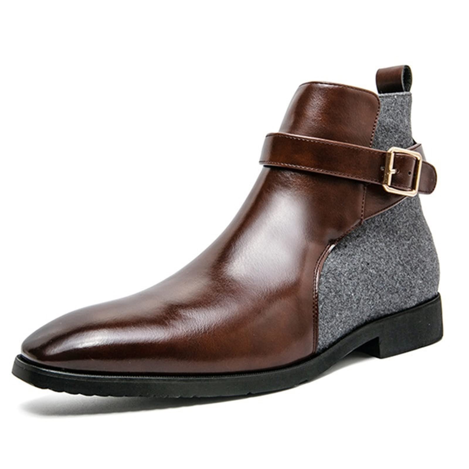 Gifyy Hiking Boots Pointed Mens Business Boots Leather City Office