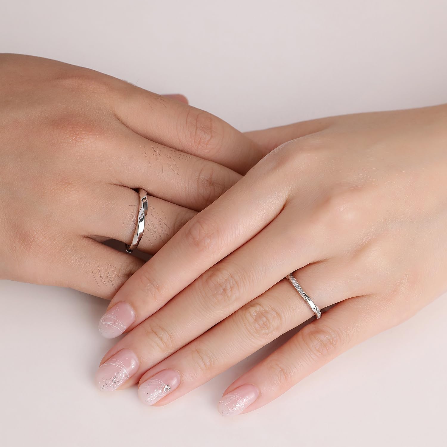 Meissa Anillos para Hombre de Plata 925 Anillos Pareja de Compromiso Ajustable con Circonita Cúbica Anillos de Boda Joyas de Boda (Juego de Dos Anillos)