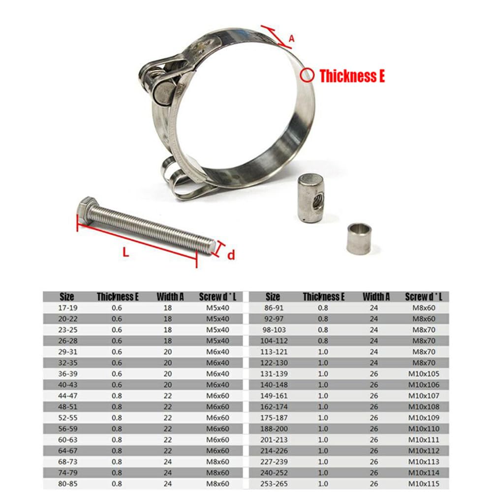 sztuk mocny zacisk węża 304 zacisk do rur ze stali nierdzewnej wydechowy okrągły fajka wodna zacisk mocujący 17mm-252mm,162,174mm