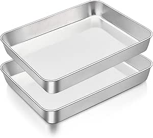 2 stuks bakplaat, rechthoekige ovenplaat, 30 x 25 x 5,5 cm