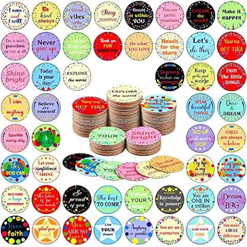 100 Pcs Positive Affirmation Chips, Motivational Encouragement Inspirational Affirmation Cards Accents for Kids Cardstock Cutouts Sayings for Classroom, Office School Supplies Cover