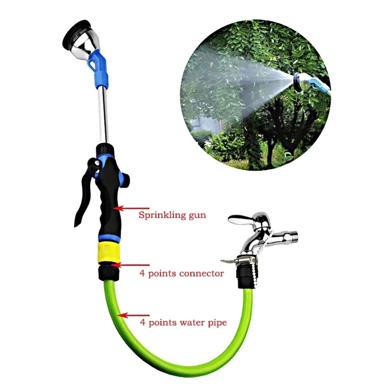 Tubo Acqua Giardino Idropulitrice ad alta pressione Spray a nove funzioni Long Pole Cleanning Car Garden Hose Lance Strumenti di irrigazione(Gun set)