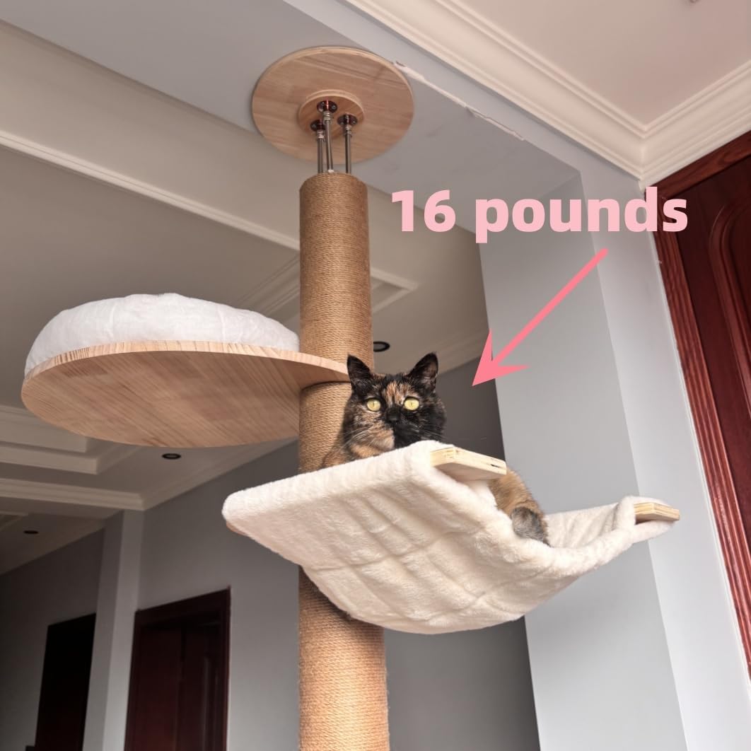 Floor to Ceiling Cat Trees Tower with Sisal Rope Scratching Post, Adjustable Height 82-117 inch, 5 Tier Cat Climbing Tree for Indoor Cats Large Adult, Modern Tall Cat Activity Tree(Deluxe Style 3)
