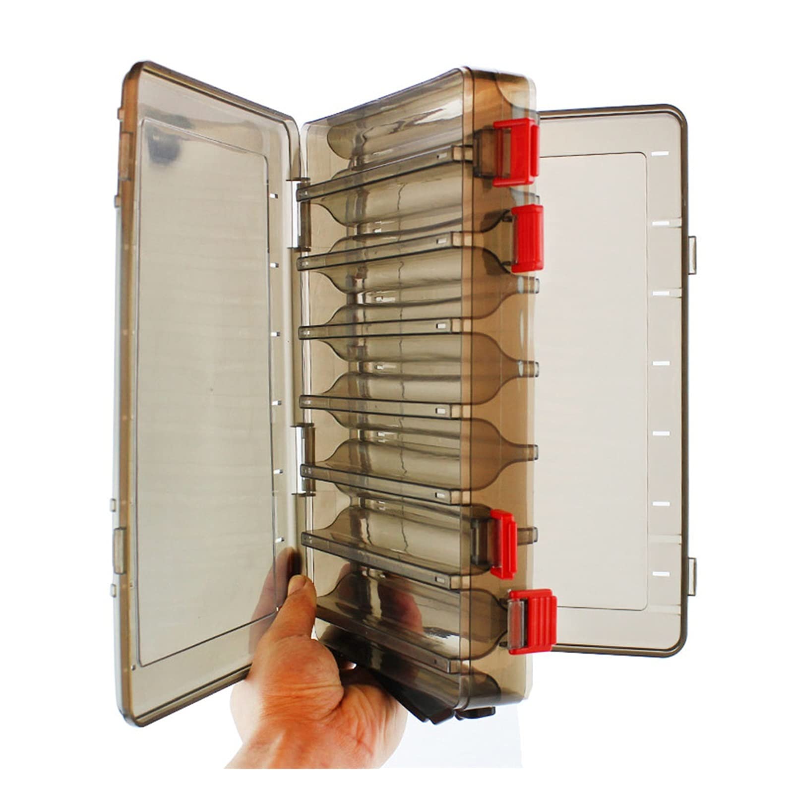 Caja de Almacenamiento Para Anzuelos de Pesca Tackle de pesca Pesca de doble cara Pesca de plástico Caja de señuelos de pesca grande Cajas de gancho de señuelos Caja de topes 14 compartimentos Contene