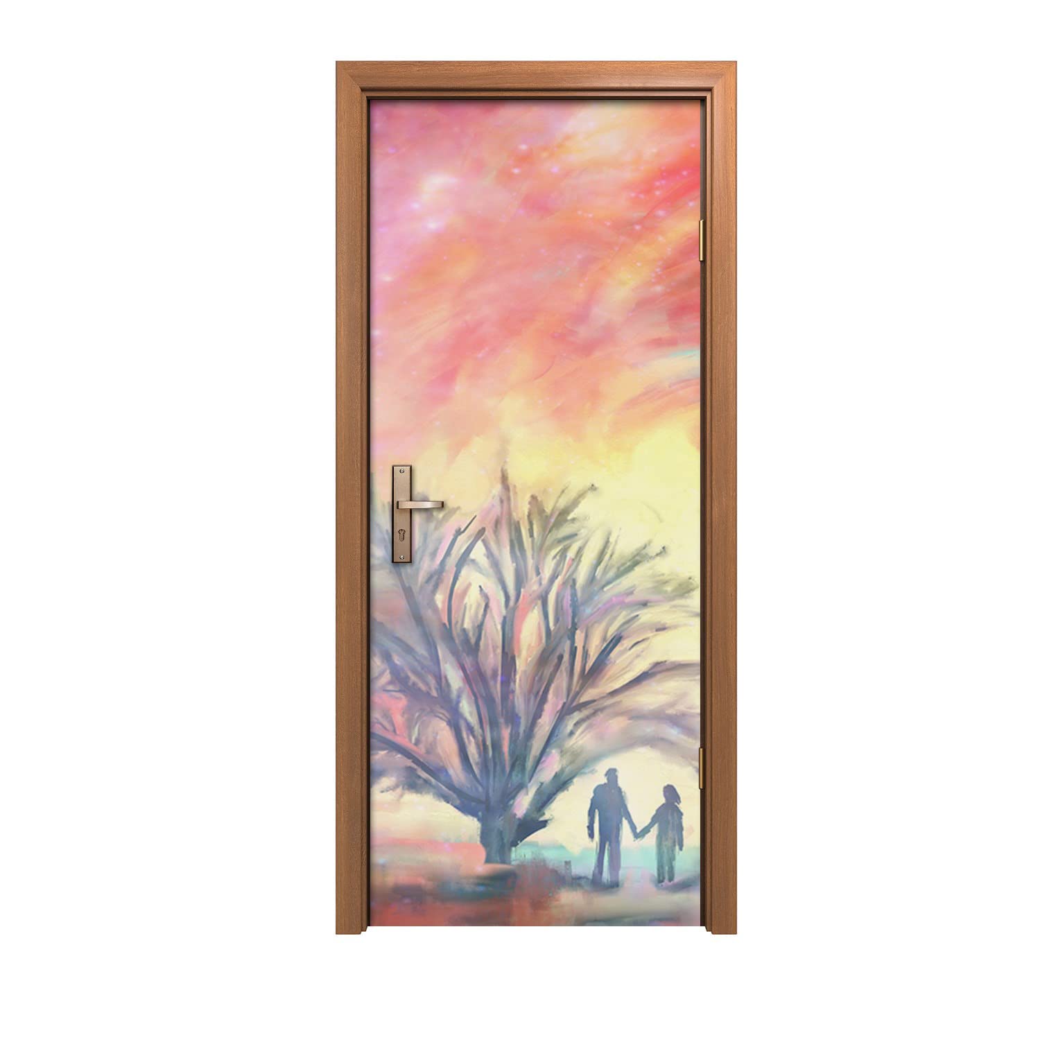 Autocollant de porte lavable 80x200cm avec motif de peinture artistique hautement réaliste