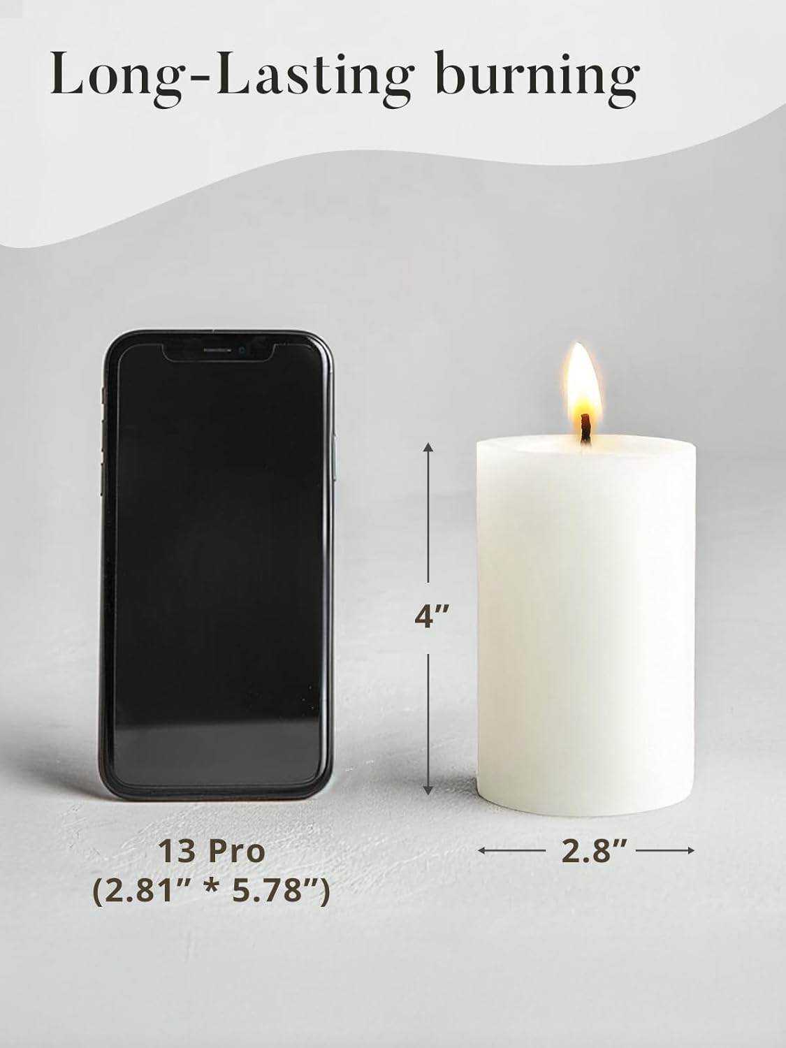 White Pillar Candles, Set of 3 Wax,56 Hours Long Burning,Unscented and Dripless Pillar Candles Bulk,Large Candles (3x4 inch) for Christmas Lights,Wedding,Parties, Spas,Home Decorative - Image 2