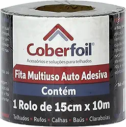 Manta Fita Asfáltica Adesiva Multiuso Metalizada 15cmx10m Auto Colante Vedação para Telhados Calhas Rufos Alta Resistência e Durabilidade Vazamentos Vedação Refletiva Aluminizada