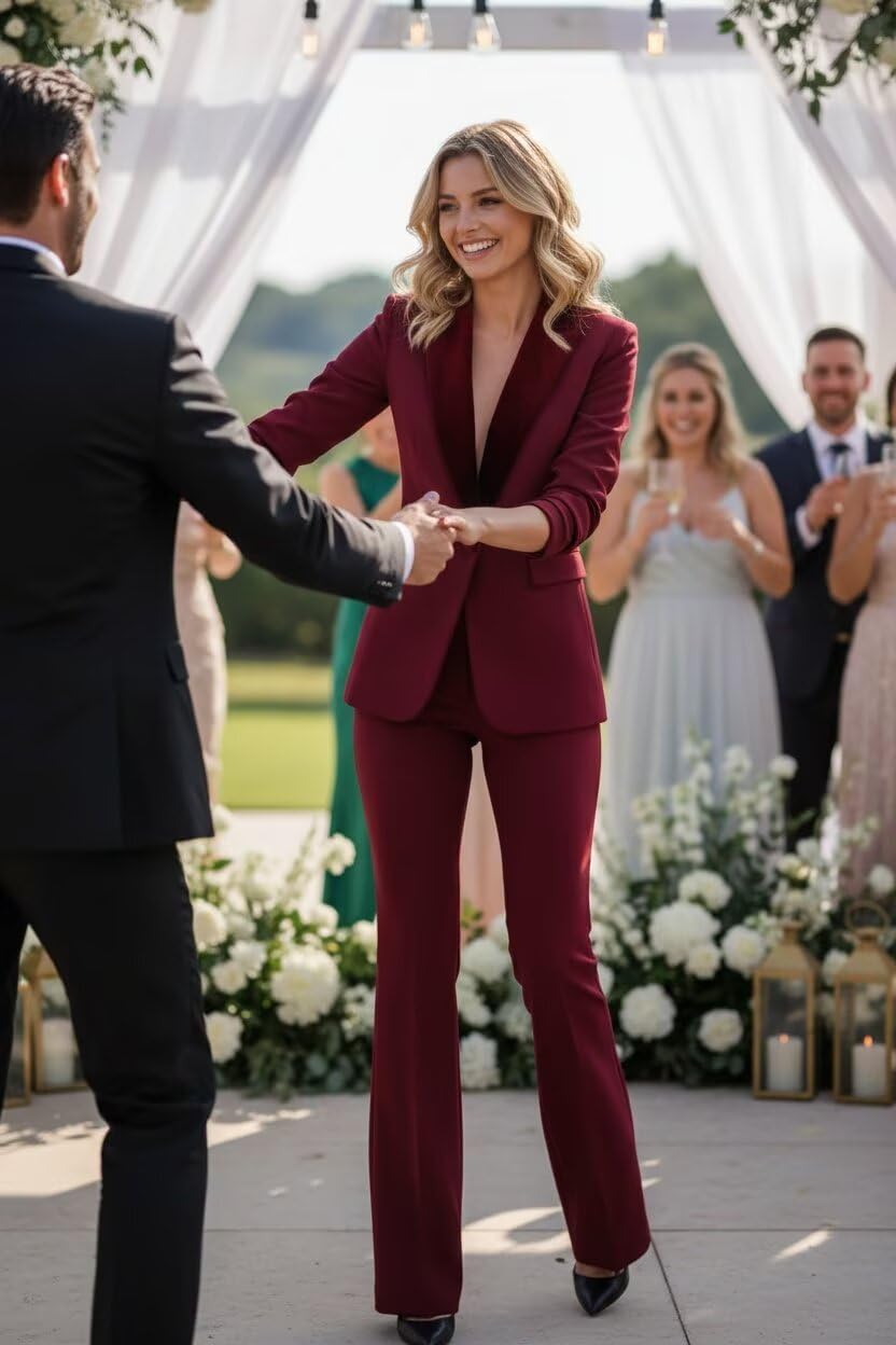 2 Piece Suits for Women Trendy Business Womens Suit 1 Button Patchwork Satin Peak Lapel Flared Pants Womens Suits