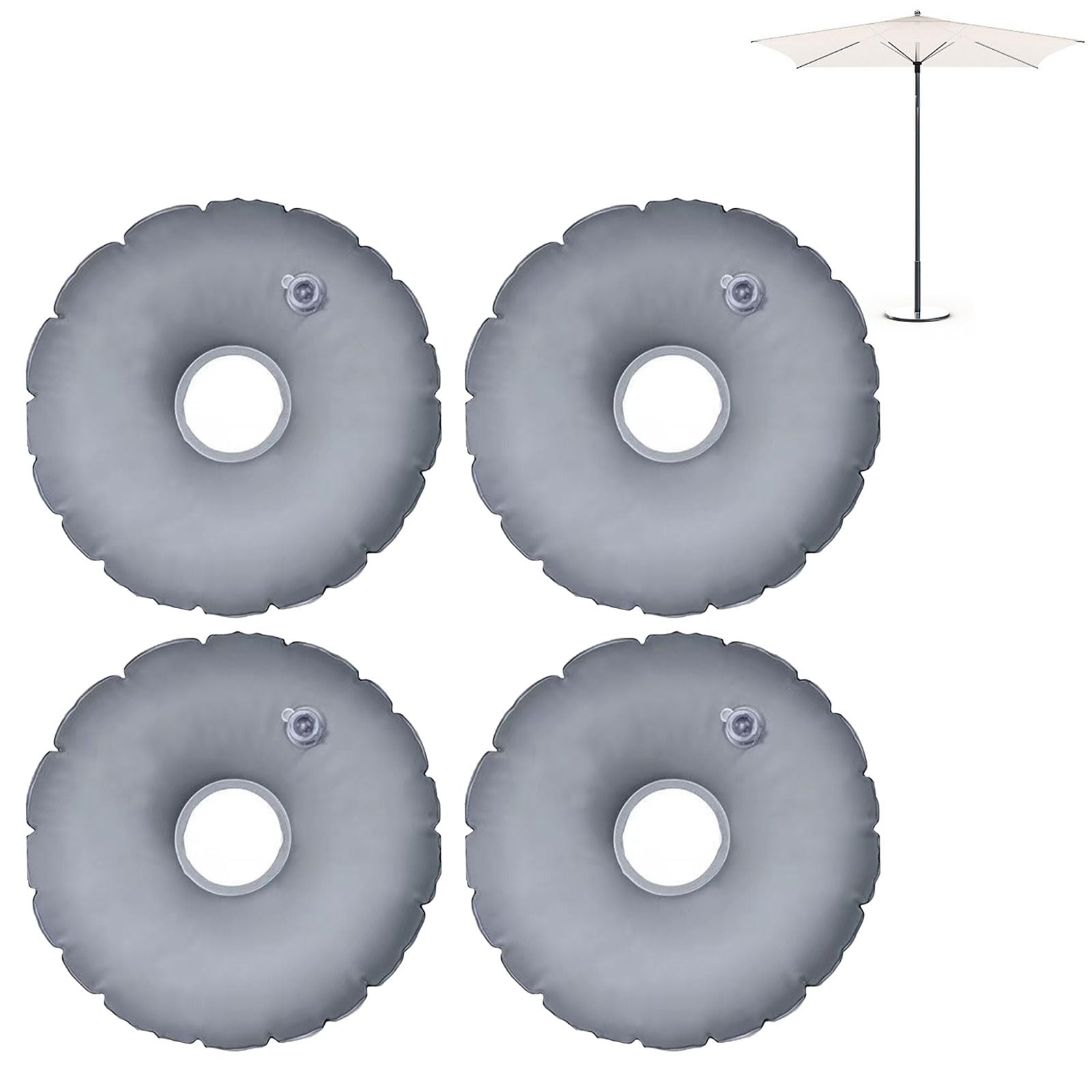 Kiuiom 4PCS Bolsa De Peso De Agua Redonda,Bolso Al Aire Libre Redondo Plegable Portátil,Bolsa De Peso De Agua para Sombrilla PVC,Paraguas Pluma Bandera Base Peso,para Balcones,49CM