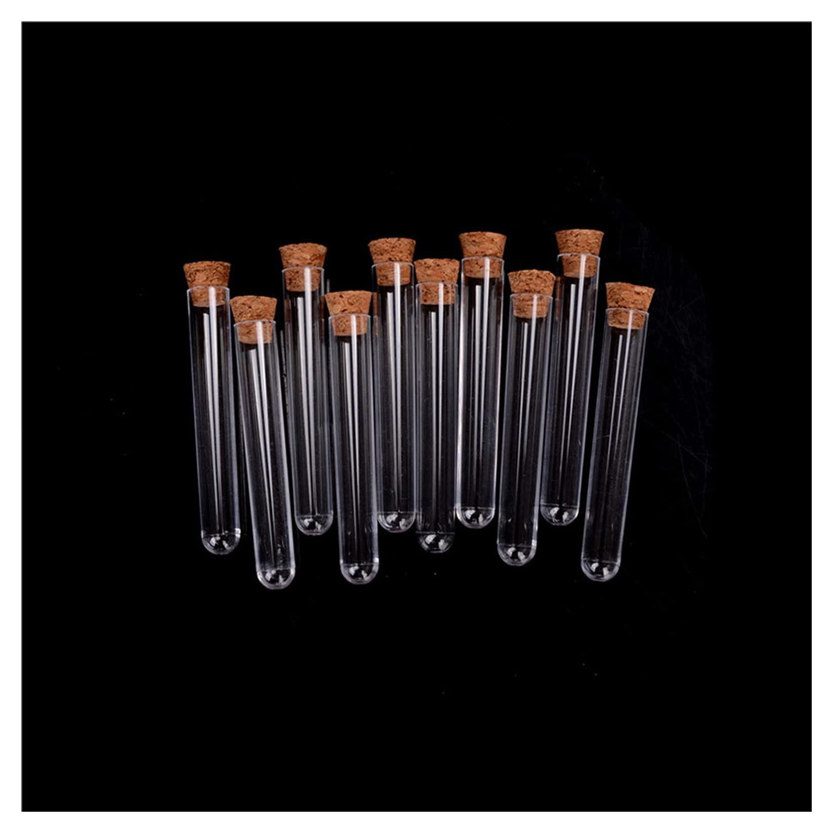 Tubos de Dnsayo 20ml Plástico 100pcs 16x100mm Tubo de ensayo de plástico con tapón de corcho claro como vidrio, experimento de laboratorio Favor de regalo Tubos de Ensayo Plástico Para Centrifugadora
