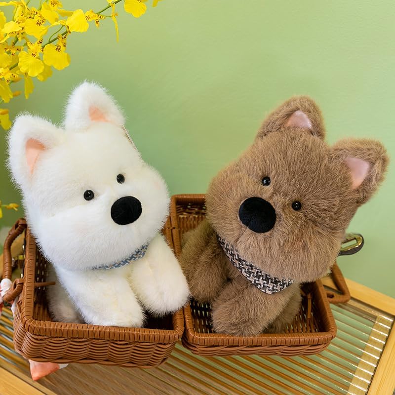 Cute West Highland White Terrier Dog Stuffed Animals Soft West Highland Plush Scottish Terrier Westie Puppy Stuffed Dog Plushies Gifts for Kids (White) - Image 7
