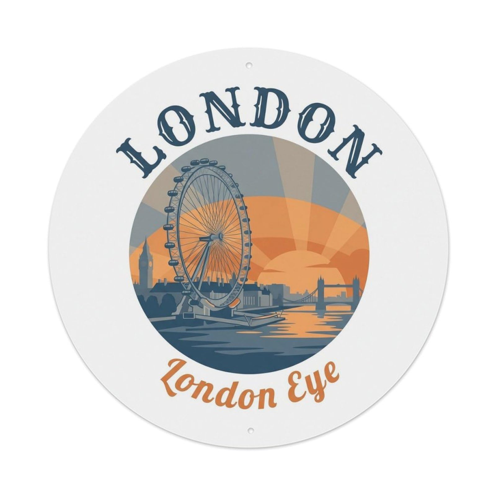 Vintage Travel London Eye Wheel Metal Tin Sign Plaque