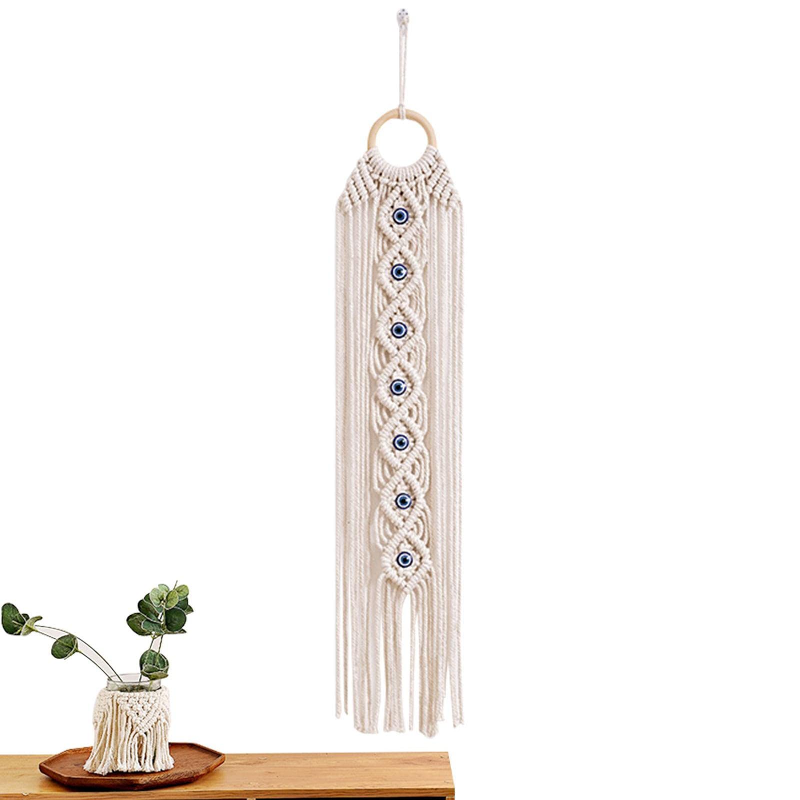 Decorhome Boho Evil Eye Wall Hanging, Evil-Eye Dream Catcher with Crystal Stone and Tassel - Dream Catcher Macrame Wall-Hanging Boho Tapestry, Large Wall Decor