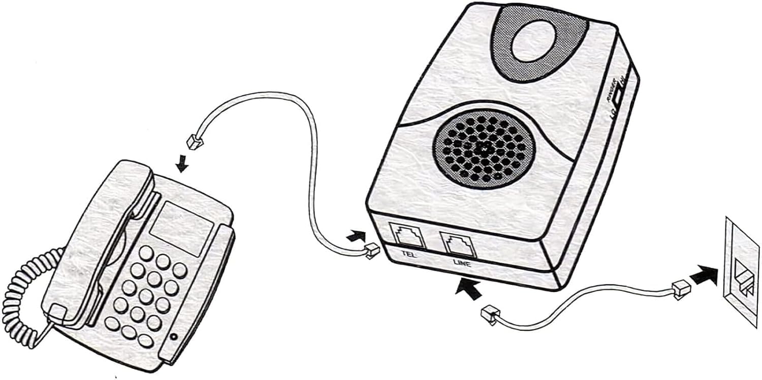 Amplificateur de sonnerie téléphonique VOCA TA002 avec lumière clignotante, jusqu'à 105 dB, pour téléphones fixes, montage mural, idéal pour les environnements bruyants et les personnes malentendantes