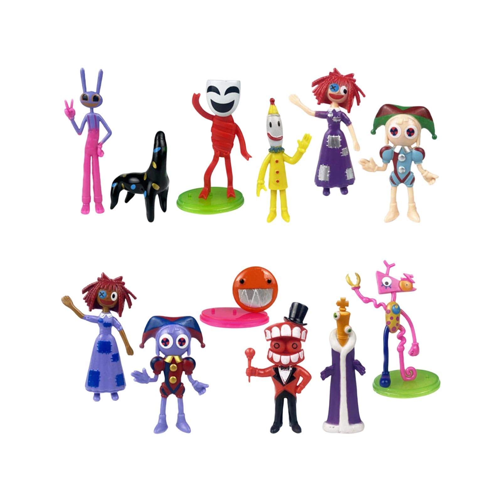 12PCS Cartoon Circus Character Circus Merch Cartoon Action Figure Toy Set Collectible Figurine with Accessories Themed Character Playset Gift for Kids Boys Girls