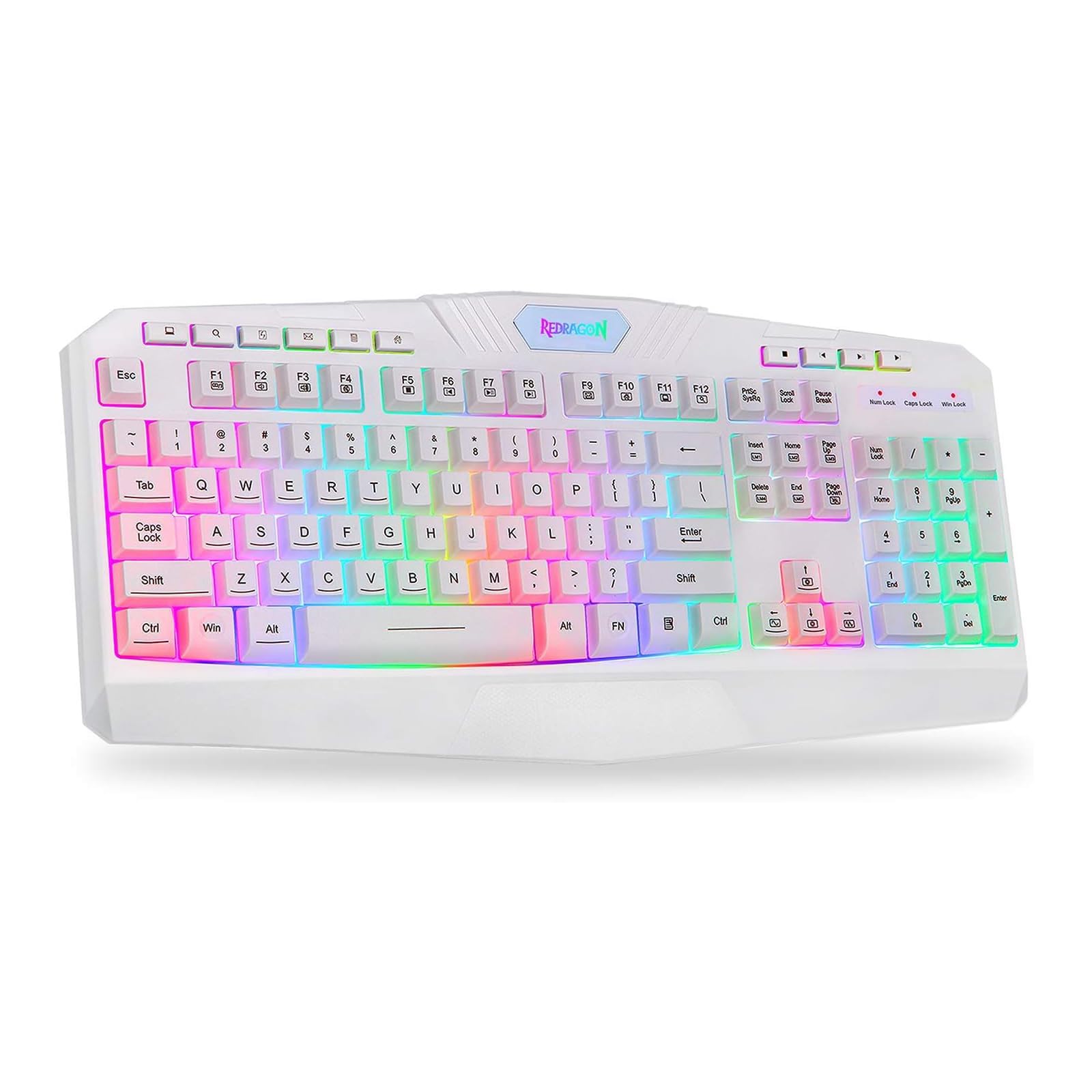 Redragon K503 Gaming Keyboard in white with RGB backlighting.