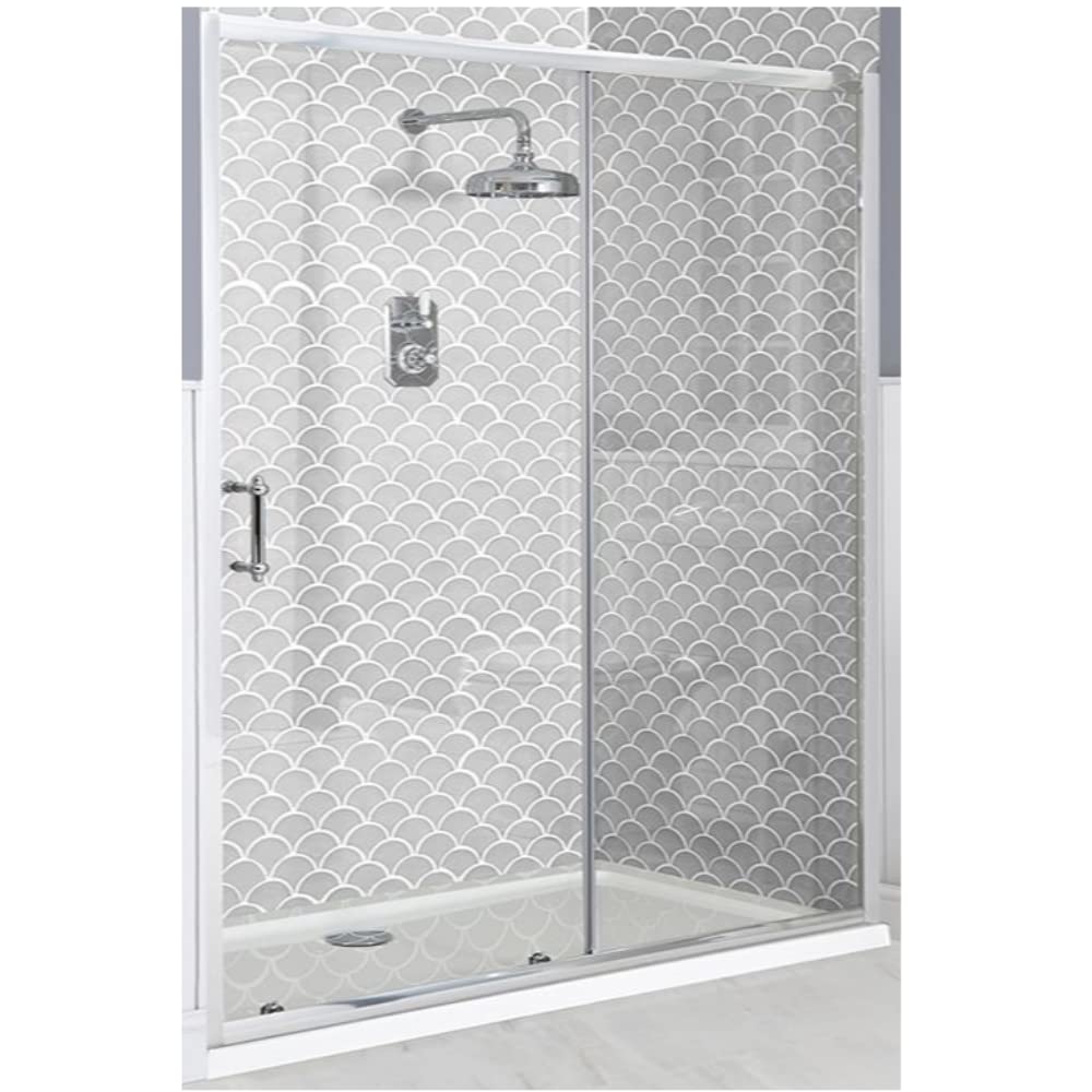 Milano White Langley Chrome Reversible Sliding Door Shower Enclosure Tray - 1700Mm X 700Mm