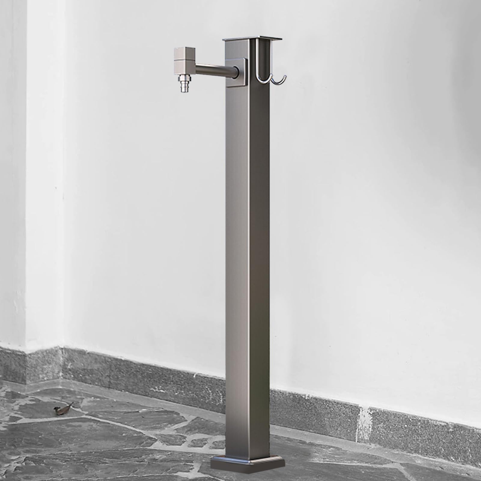Water Column with Faucet Stainless Steel Antifreeze Frost Free Floor Mount Water Tap for Garden Lawn Farm Pasture Backyard Irrigation Washing Square Vertical Faucet Post(Height: 80cm/31.5in,Bottom)
