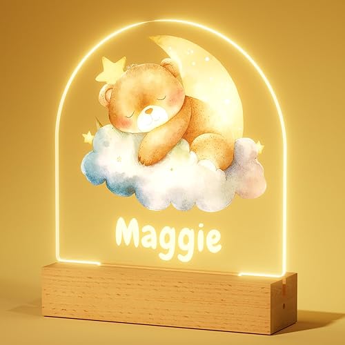 ALBK Luz nocturna personalizada para niños  Luz de noche de oso LED personalizada o lámpara de lactancia, regalos personalizados para decoración de