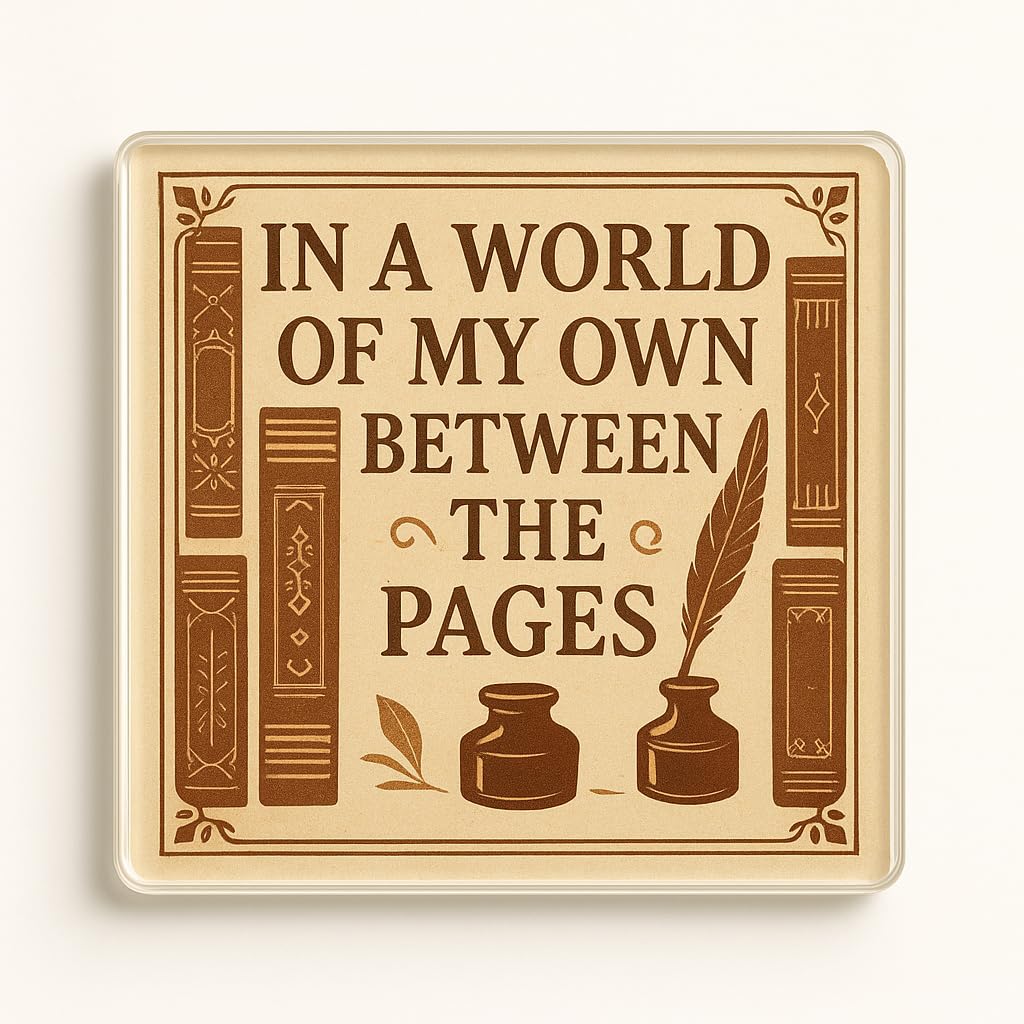 Vintage Acrylic Coaster Gift - Whimsical Book Design with Intricate Patterns and Nostalgic Illustrations for Book Lovers