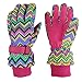 N'ice Caps Girls Thinsulate and Waterproof Zig Zag Print Ski Glove (13-15yrs)
