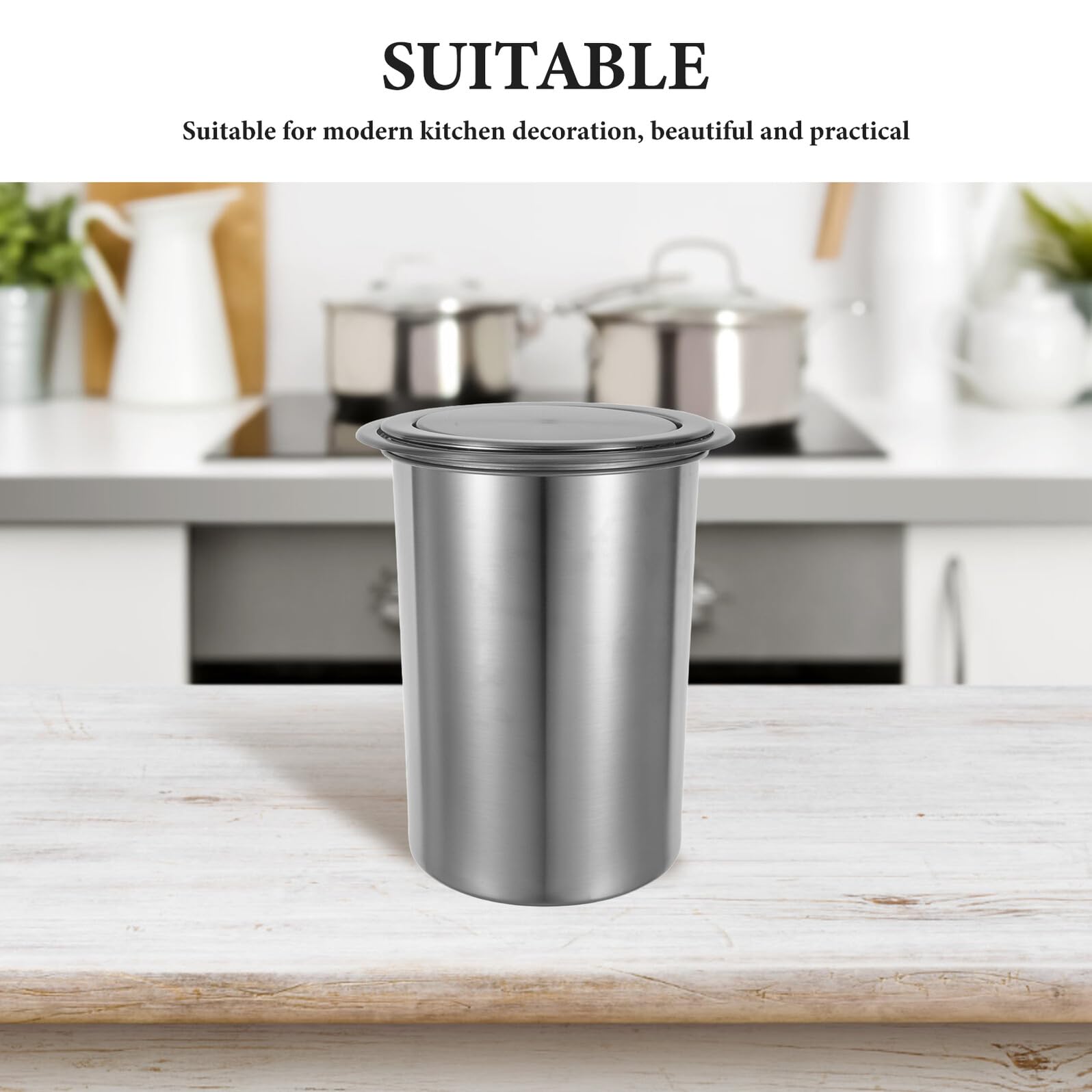 Cabilock Cubo de Basura de Cocina con Tapa Abatible Papelera de Cocina Integrada Cubo de Basura de Encimera de Acero Inoxidable para Hogar y Restaurante