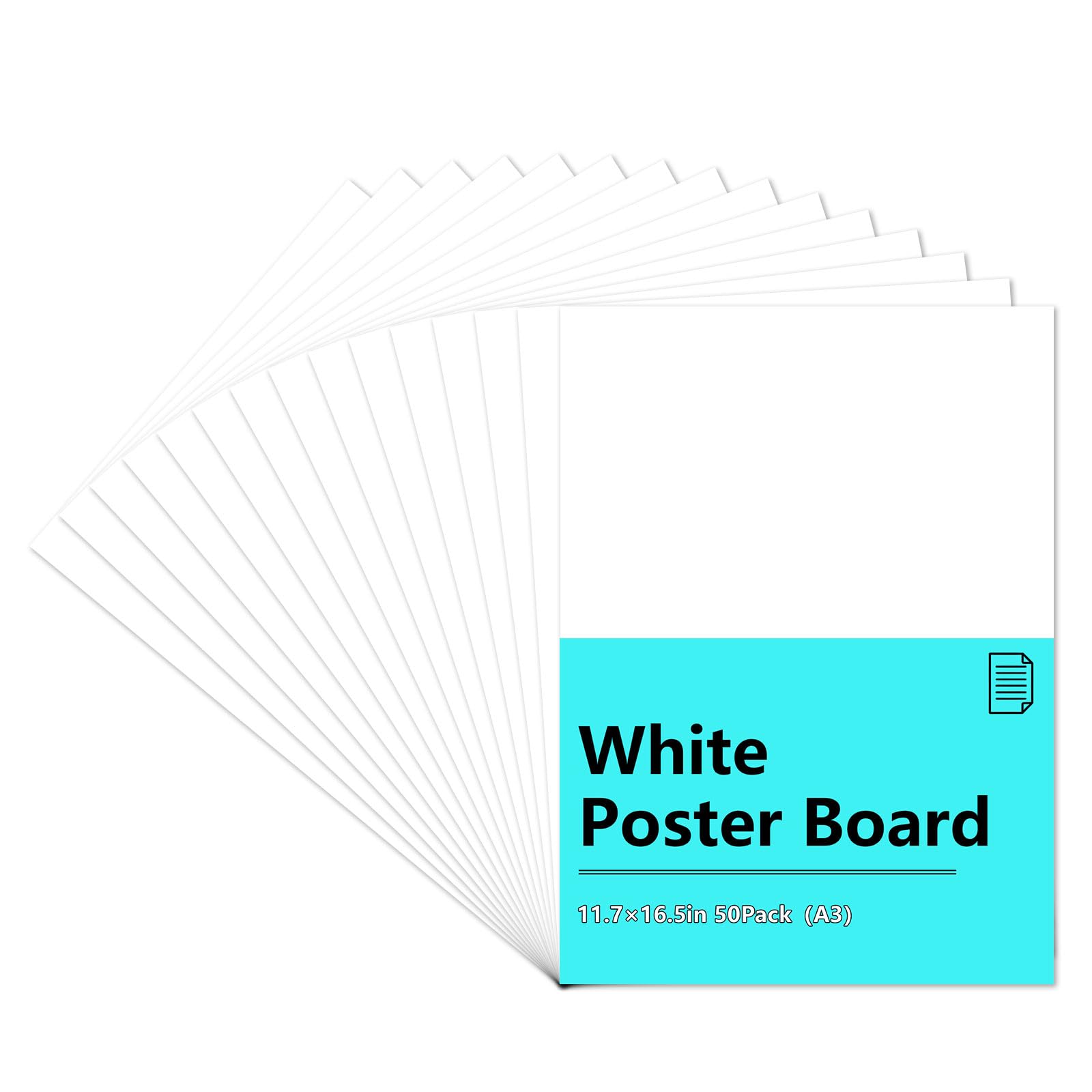 Weiße Postertafeln, 50 Blatt, 29,7 x 41,9 cm (A3), schweres 300 g/m² Posterpapier, Großpackung für Kunst-Ausstellungstafeln, Klassenzimmer, Schule, Bastelprojekte, Präsentationszeichnungen